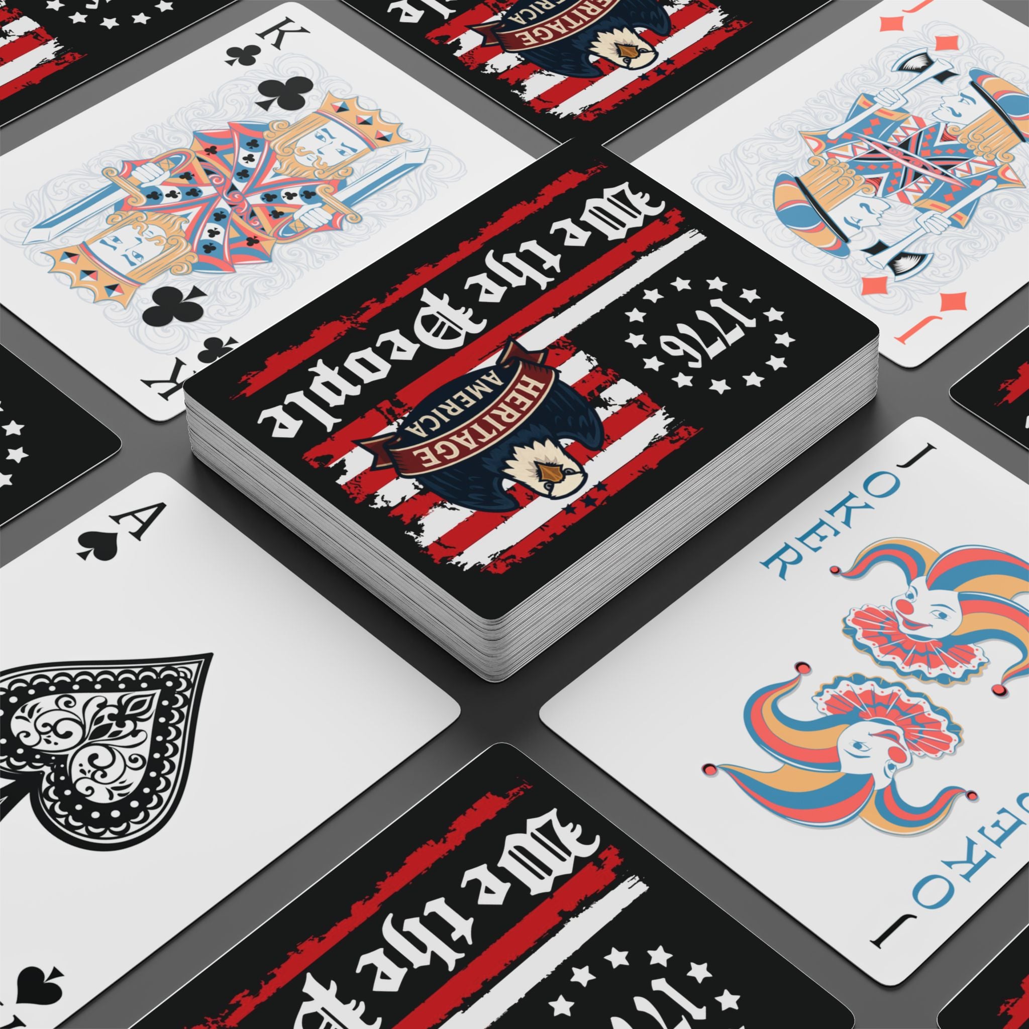 We the People 1776 American Flag Poker Playing Cards | Distressed Patriotic Deck