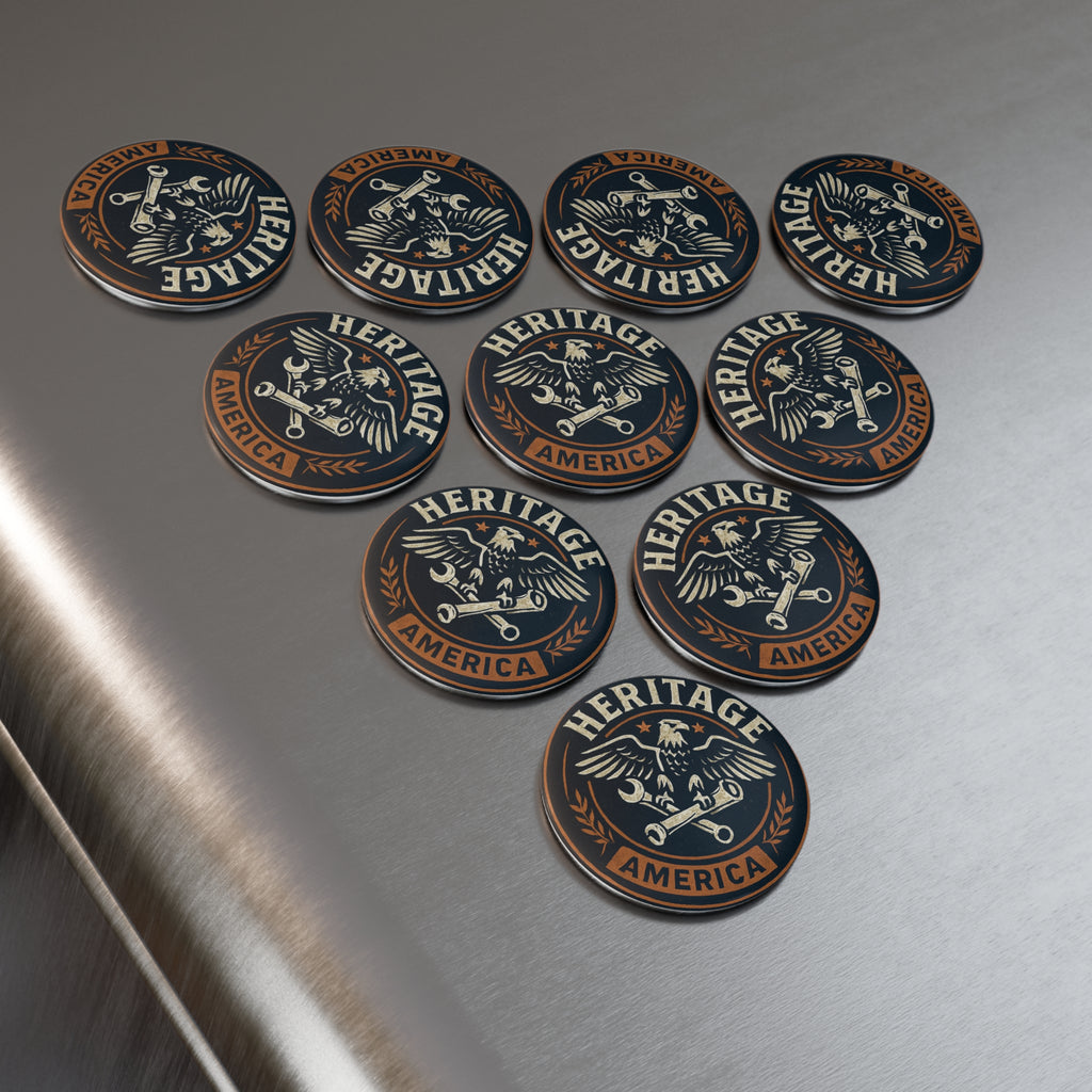 Garage Eagle Button Magnet, Round (1 & 10 pcs)
