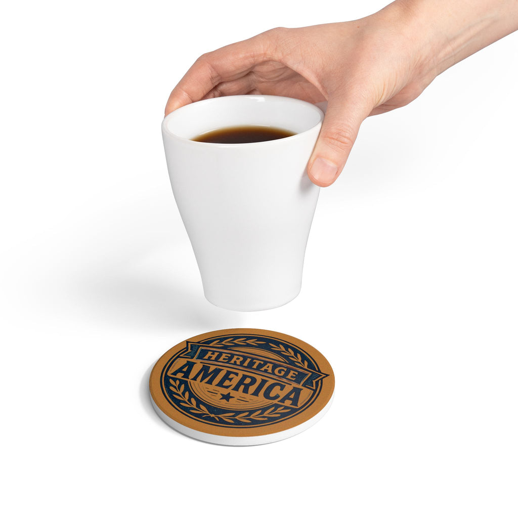 Heritage America Tan Ceramic Coaster