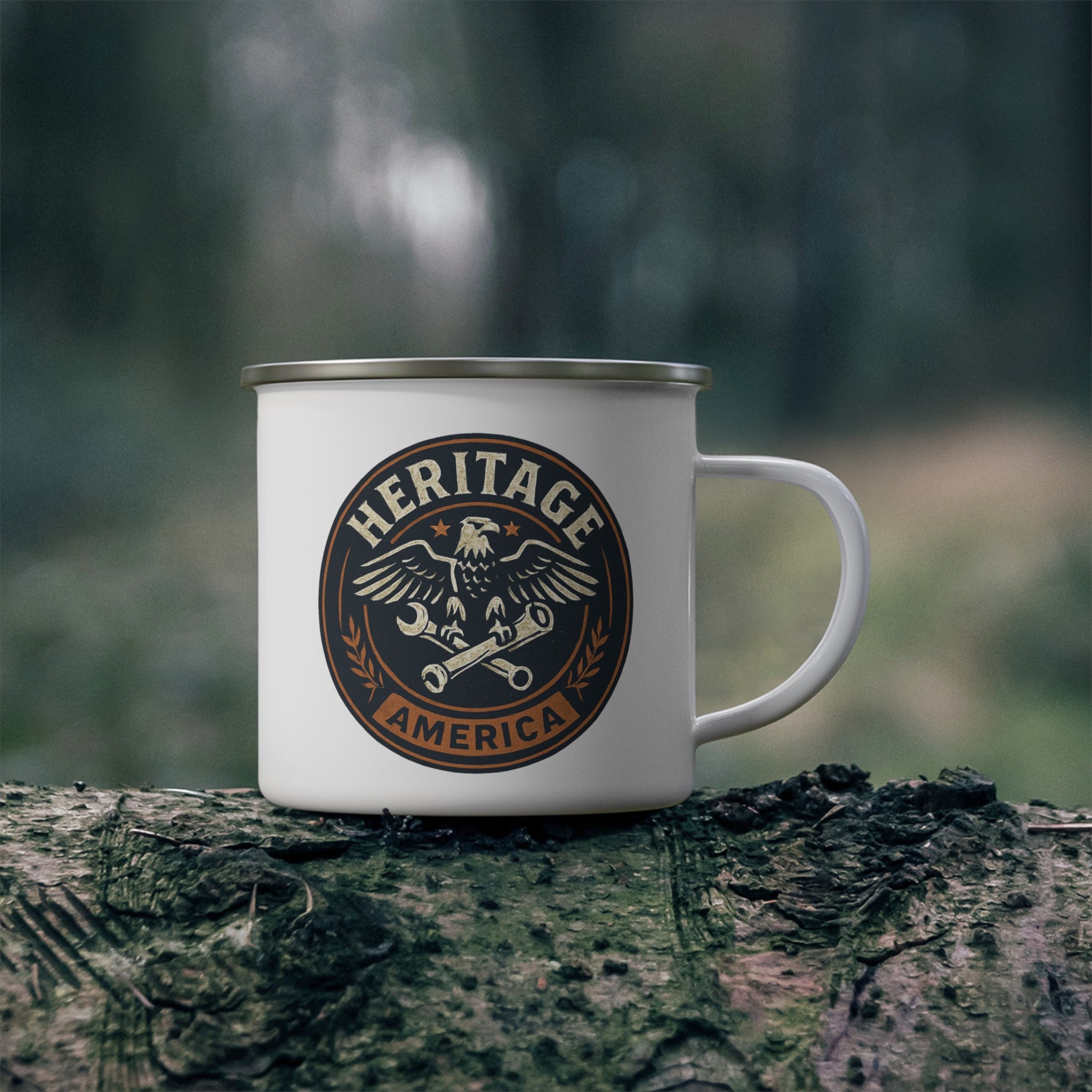 Garage Eagle Enamel Camping Mug