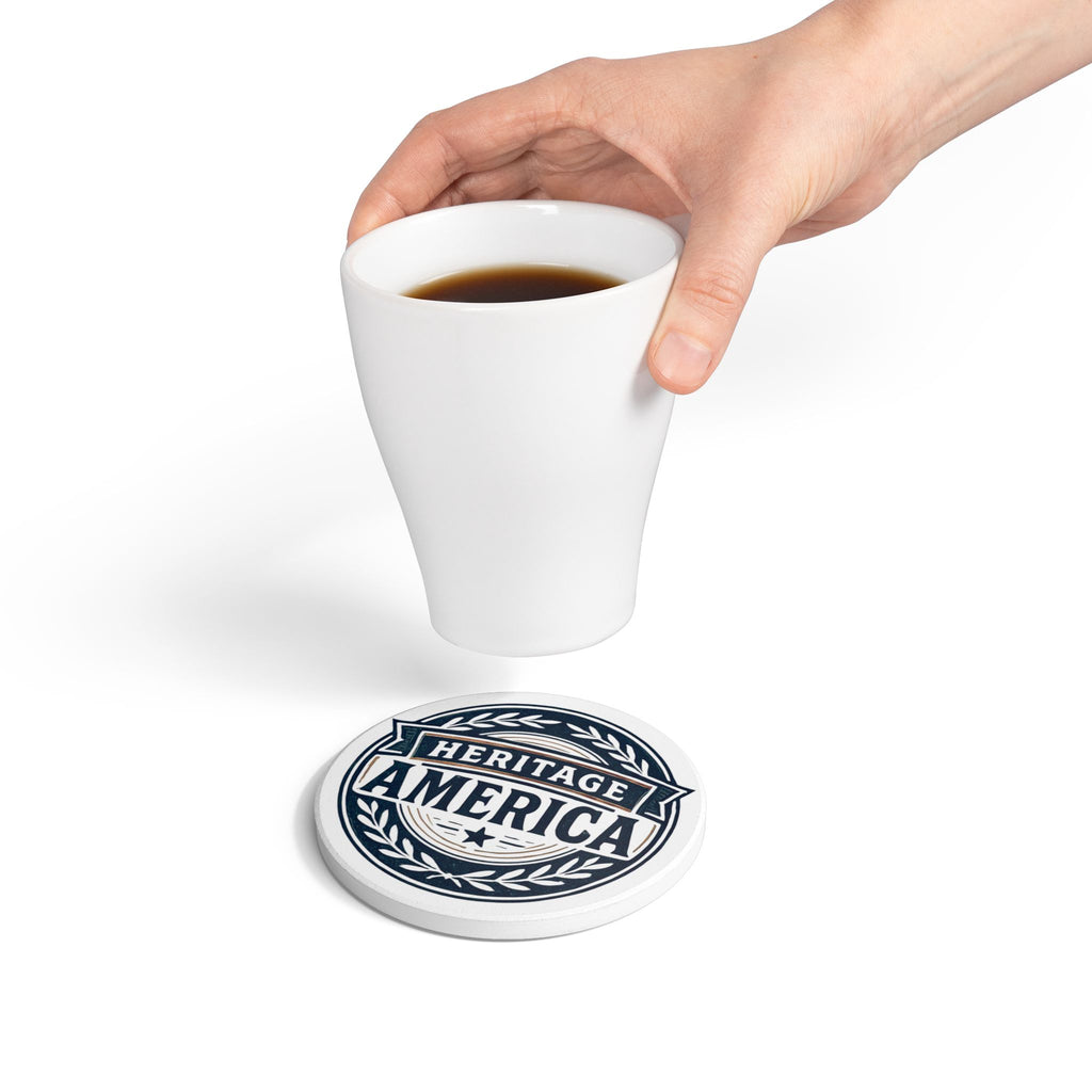 Heritage America White Ceramic Coaster