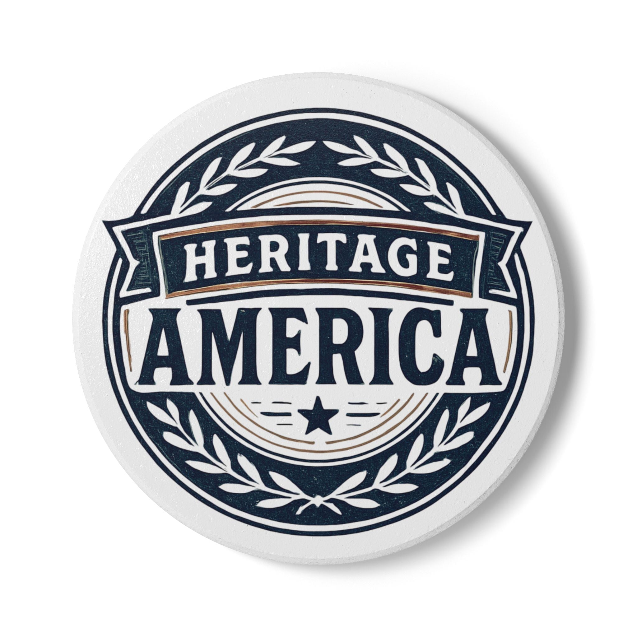 Heritage America White Ceramic Coaster