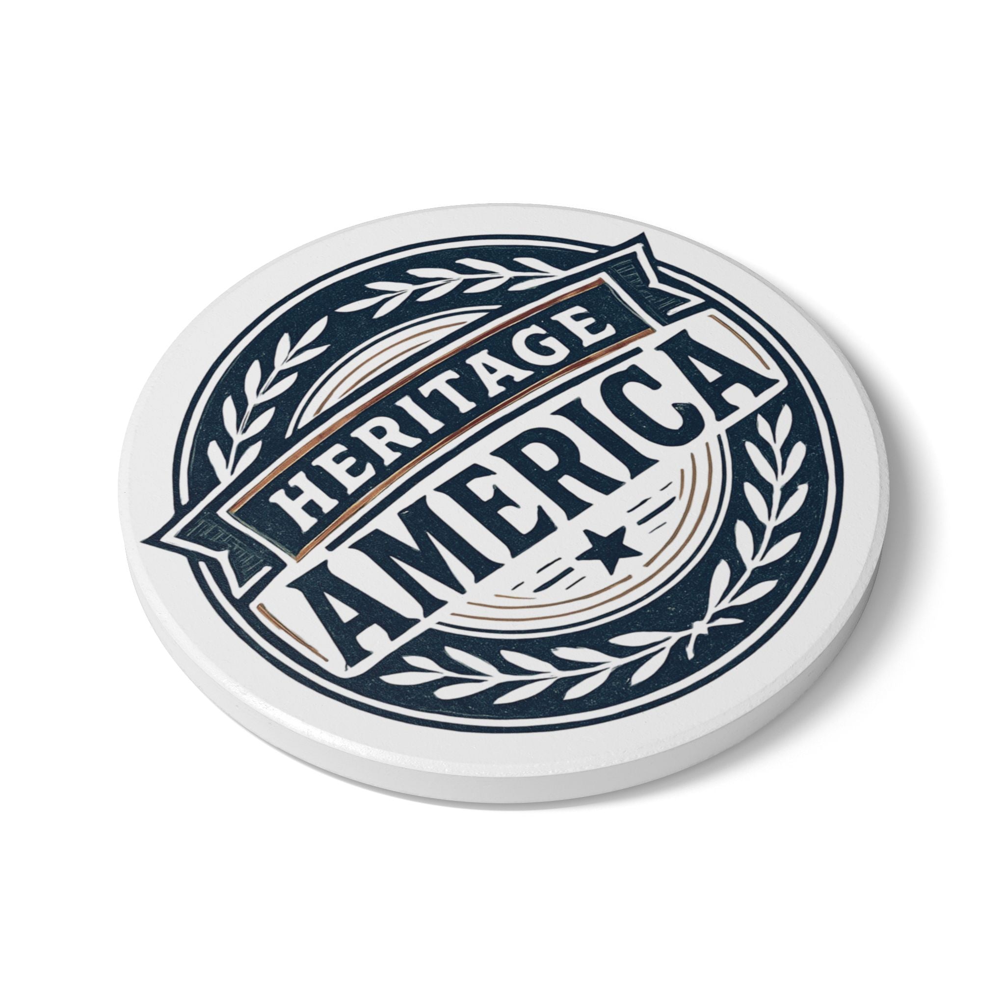 Heritage America White Ceramic Coaster