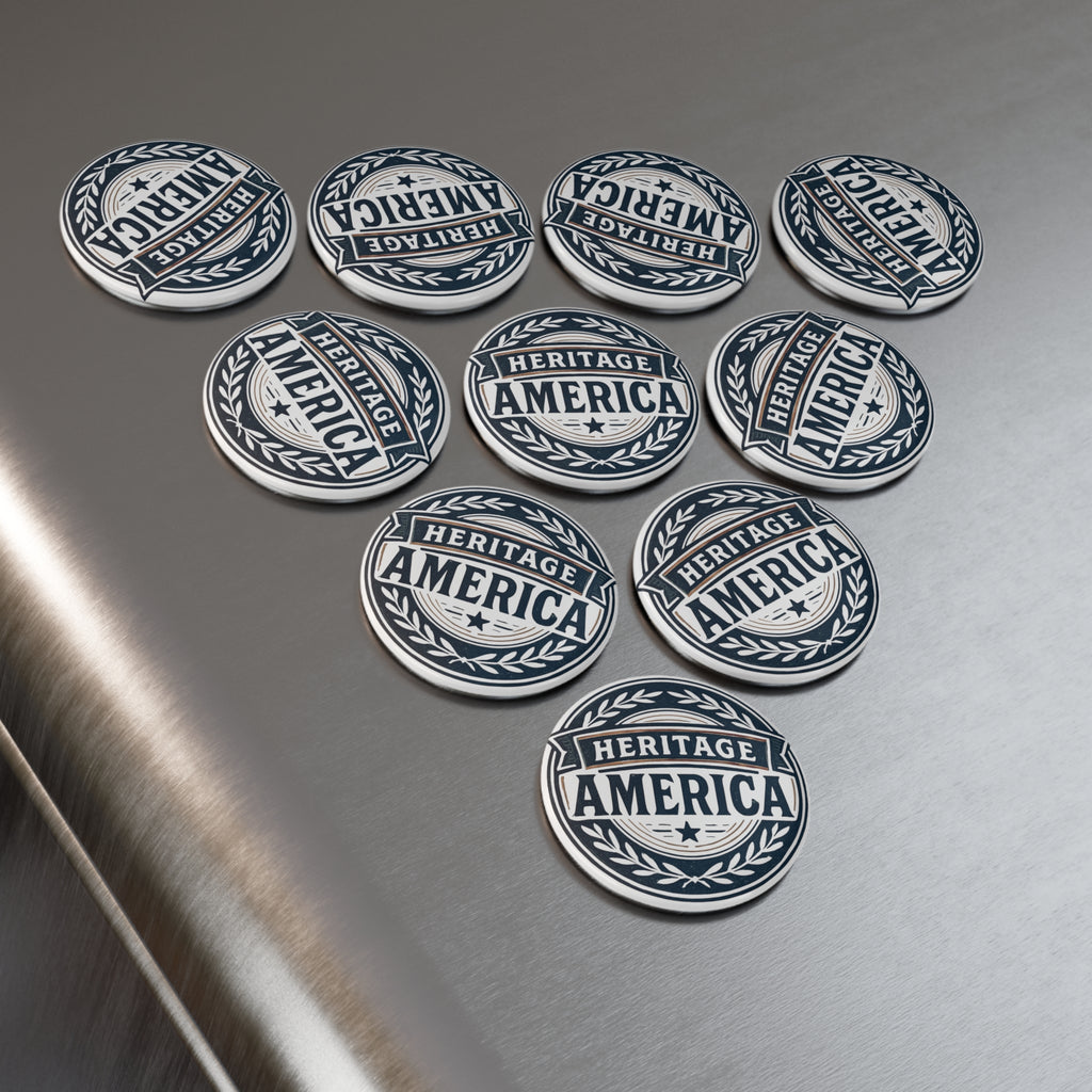 Heritage America Logo Button Magnet, Round (1 & 10 pcs)