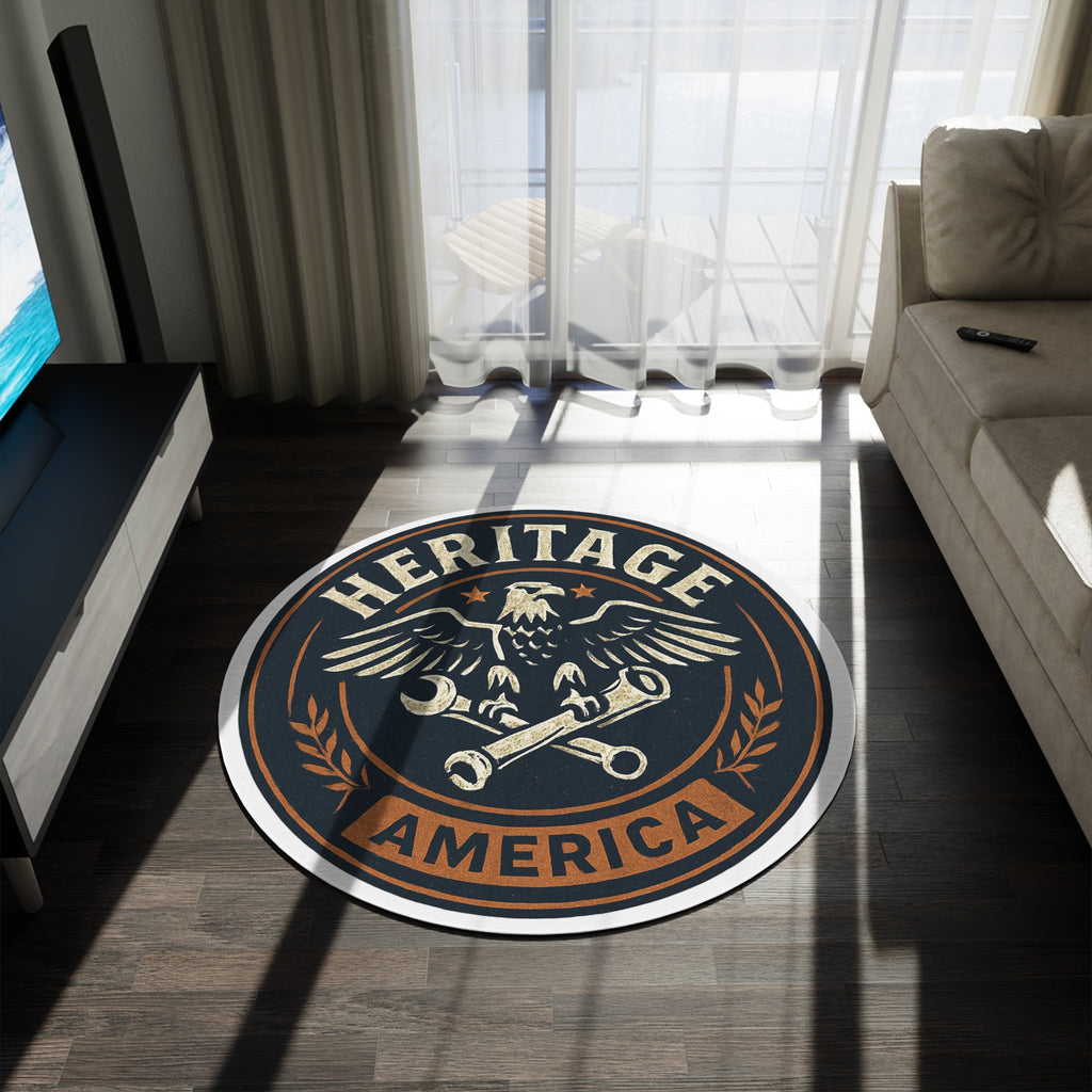 Garage Eagle Round Rug | Patriotic Americana Floor Mat