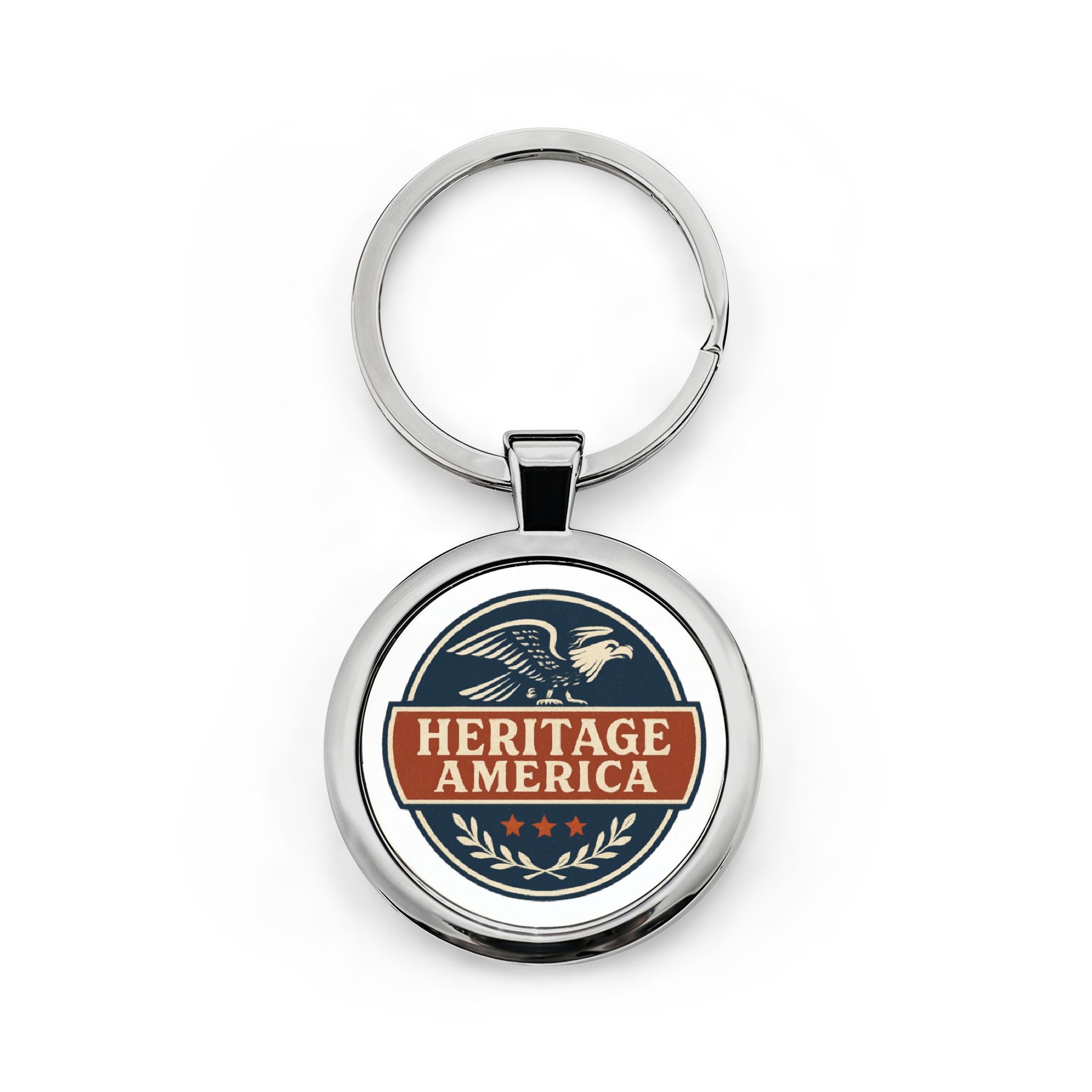 Original Logo Round Stainless Steel Keychain