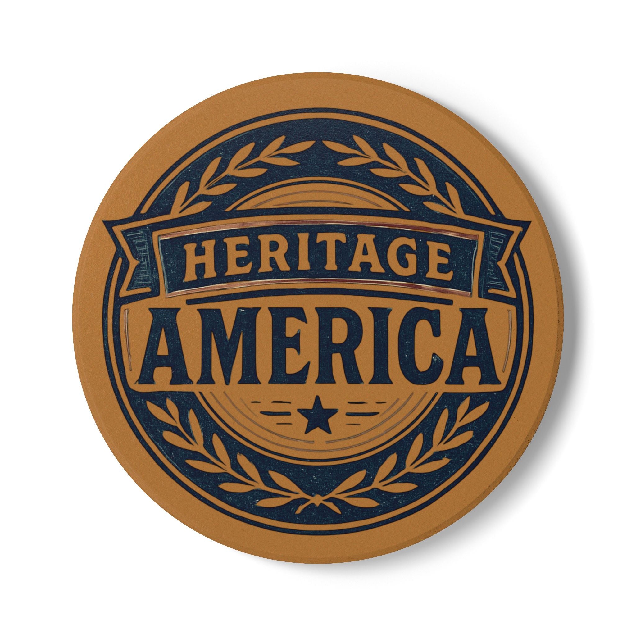Heritage America Tan Ceramic Coaster