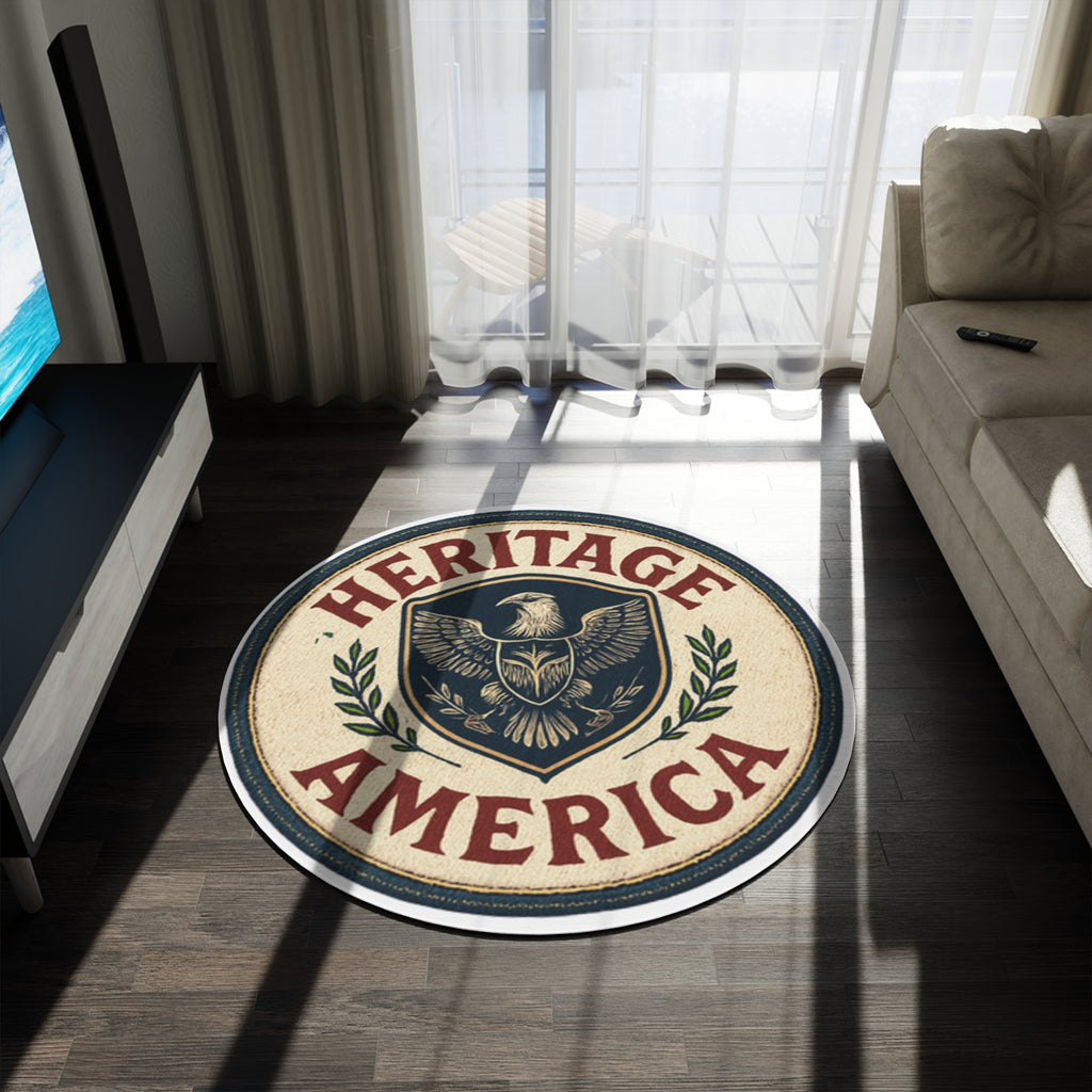 Heritage America Ventage Crest Round Rug | Americana patriotic floor mat