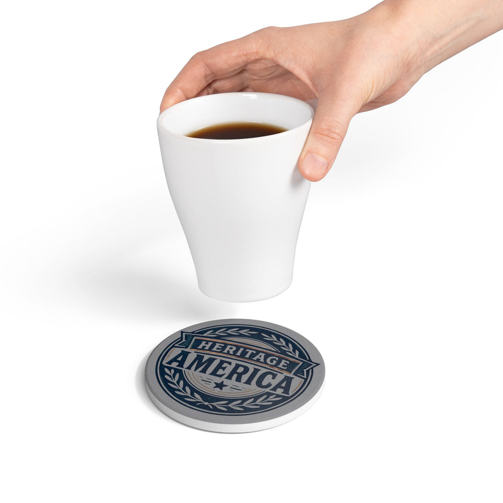 Heritage America Gray Ceramic Coaster