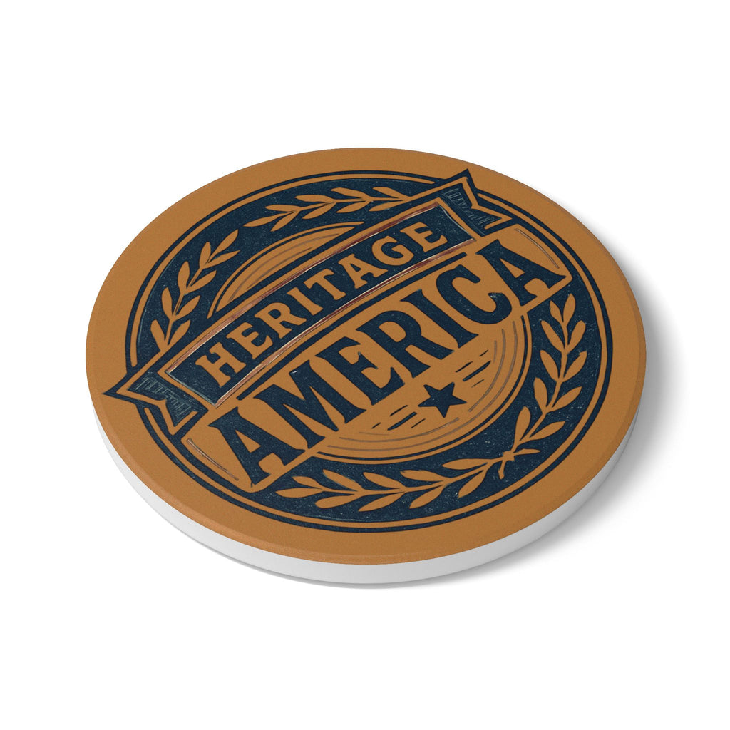 Heritage America Tan Ceramic Coaster