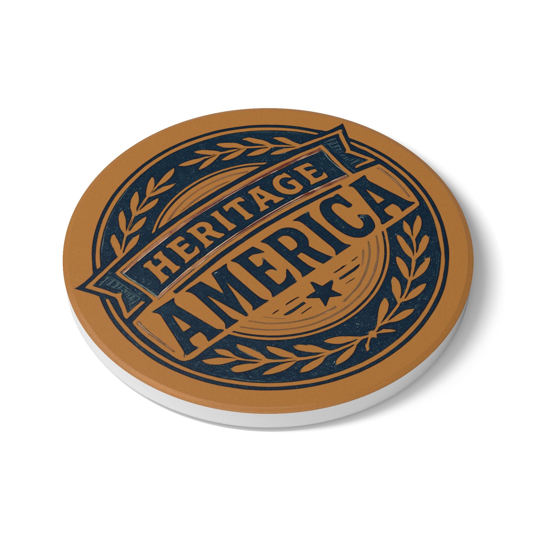 Heritage America Tan Ceramic Coaster
