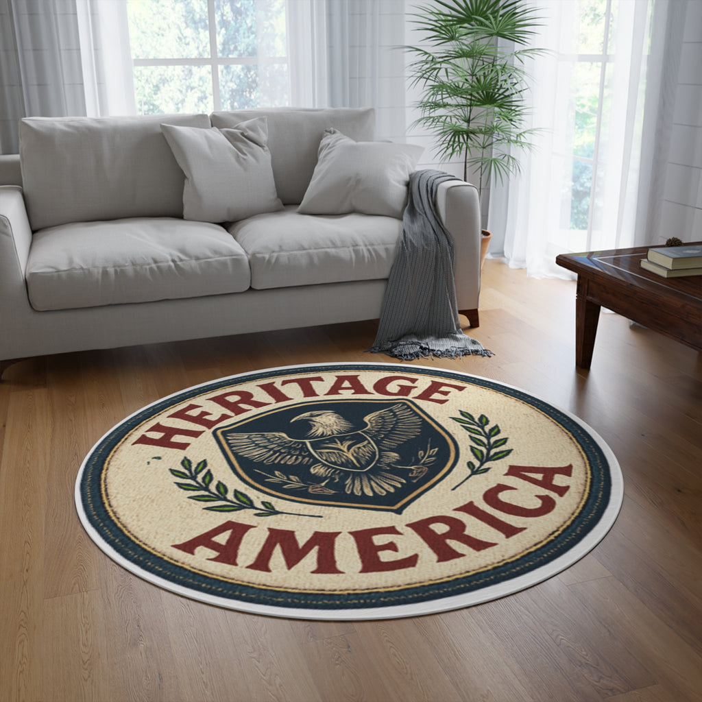 Heritage America Ventage Crest Round Rug | Americana patriotic floor mat